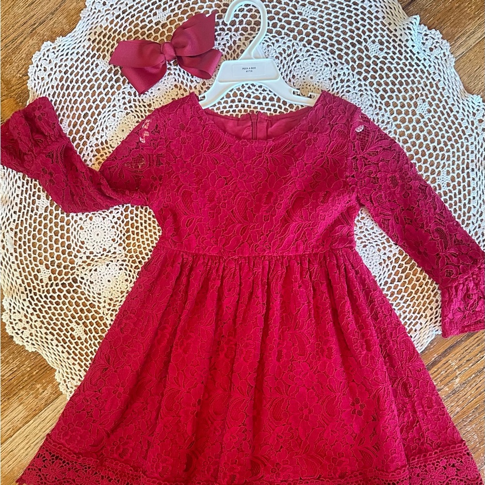 Red Lace Dress with matching Bow
